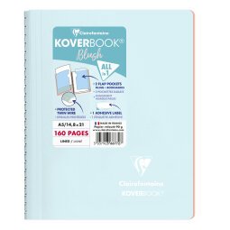 Cahier reliure intégrale enveloppante Koverbook Blush A5 160 pages ligné couverture polypropylène opaque bicolore - Bleu givré/Corail