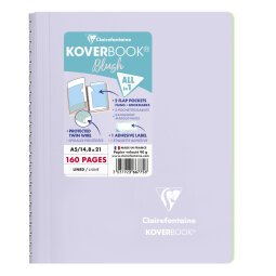 Cahier reliure intégrale enveloppante Koverbook Blush A5 160 pages ligné couverture polypropylène opaque bicolore - Lilas/Vert tilleul