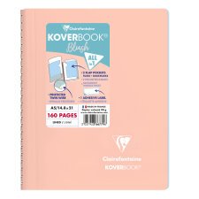 Cahier reliure intégrale enveloppante Koverbook Blush A5 160 pages ligné couverture polypropylène opaque bicolore - Corail/Bleu givré