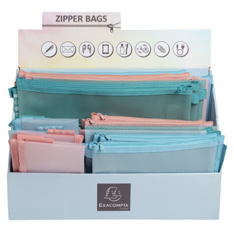 Display 36 zipped pockets ChromPastel - Assorted colours