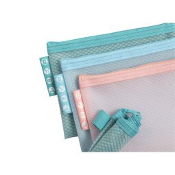 Confezione da 3 buste con zip Chromaline in plastica morbida - A6 - Colori assortiti