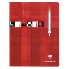 Cahier Dessin piqué 17x22cm 32 pages quadrillé 10x10 Rouge - Rouge