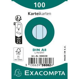 Pk100 Exa Rec Card 5.5x7.4cm Line Yellow