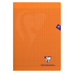 Cahier piqué Mimesys A4 48 pages grands carreaux couverture polypropylène - Orange