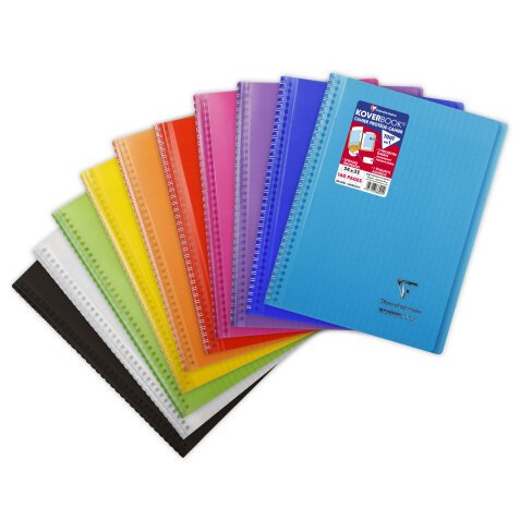 Cahier reliure intégrale enveloppante Koverbook 24x32cm 160 pages grands carreaux couverture polypropylène transparent - Assortis