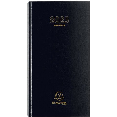 Agenda de bureau Comptoir Euro et cents 15 x 27 cm Journalier 2025 - Noir