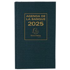 Agenda de bureau Banquier large Euro et cents 17,5 x 28 cm Journalier 2025 - Noir