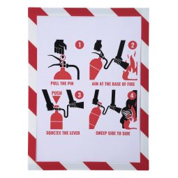 Exacompta Fire Safety Magnetic Display Sign Frame (A4) - White/red