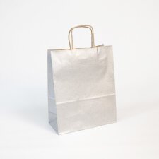 Paq.25 sacs kraft lisse, 22x10x27cm,Argt - Argent