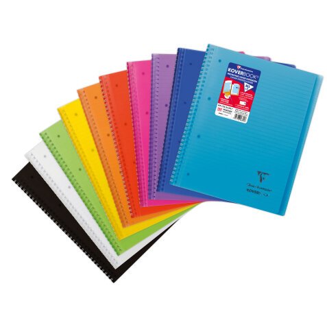 Cahier reliure intégrale enveloppante Koverbook A4+ 160 pages ligné sans marge détachables perforé 4 trous couverture polypropylène transparent - Assortis