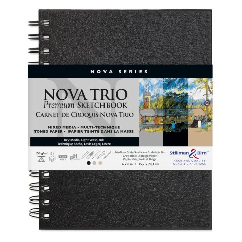 Nova Trio carnet spiralé 50F 15,2x20,3cm 150g - Assortis