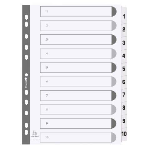 Intercalaire A4 polypropylène blanc Exacompta 10 onglets numériques - 1 jeu