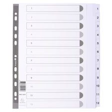 Indices A4+ 12Pt 1-12 White Tabs White - White