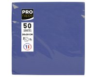 Paquet de 50 serviettes cocktail micro-gaufrées ouate 2 plis - 20x20 cm - Bleu marine