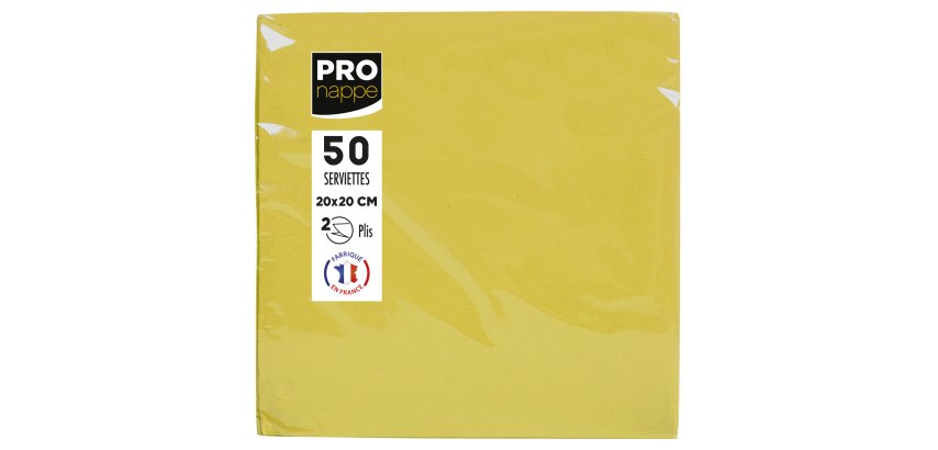 Serviette cocktail, 200 x 200 mm, jaune