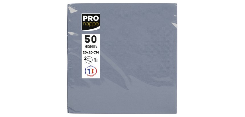 Serviette cocktail, 200 x 200 mm, gris