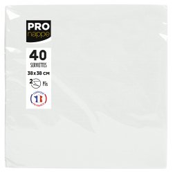 Serviette de table jetable, 380 x 380 mm, blanc