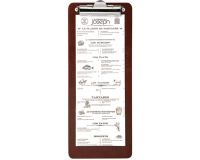 porte-menu avec pince bois foncé demi A4 34,5 x 14 cm
