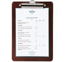 porte-menu avec pince bois foncé A5 25 x 17 cm