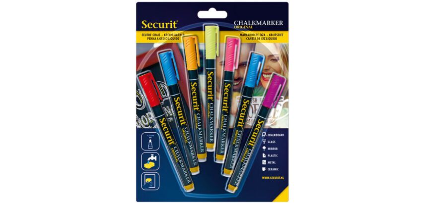 lot de 7 feutres craie pointe 1-2 mm assortiment couleurs