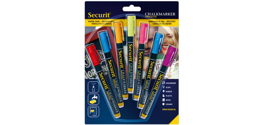 lot de 7 feutres craie pointe 1-2 mm assortiment couleurs