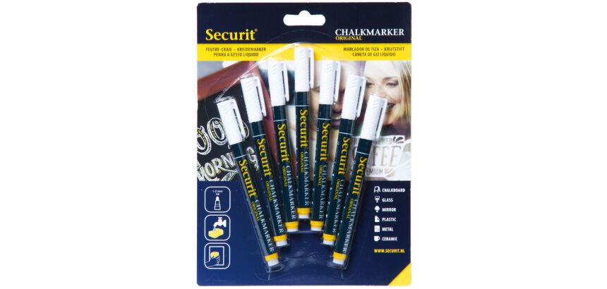 lot de 7 feutres craie pointe 1-2 mm blanc