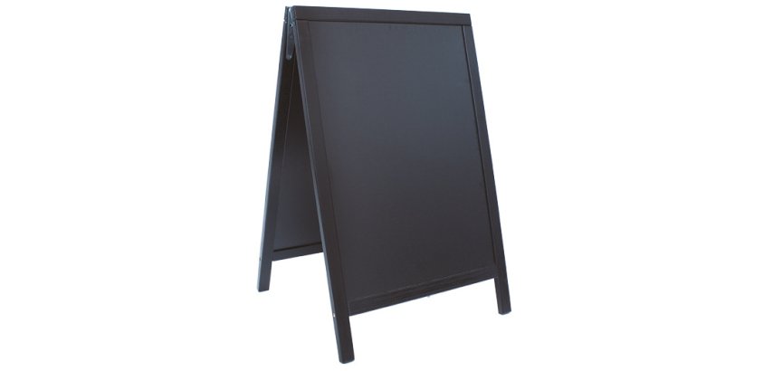 Panneau trottoir WOODY, avec tableau noir, noir