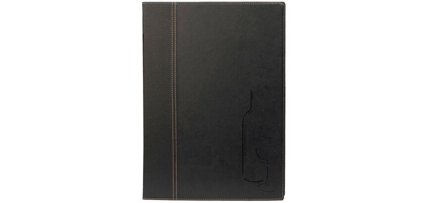 Trendy carte des vins simili cuir format A4 noire