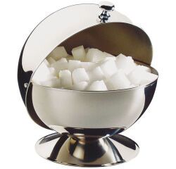 Sucrier boule à couvercle coulissant, acier inoxydable