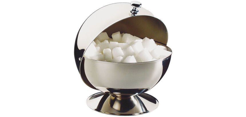 Sucrier boule à couvercle coulissant, acier inoxydable