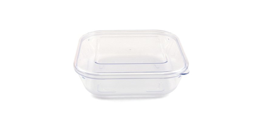 boîte en copolyester réutilisable transparente 75 cl 17 x 17 x 5 cm avec couvercle