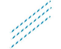 sachet de 100 pailles en papier 20 cm ø 6 mm torsadées bleu