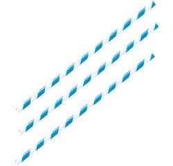 sachet de 100 pailles en papier 20 cm ø 6 mm torsadées bleu