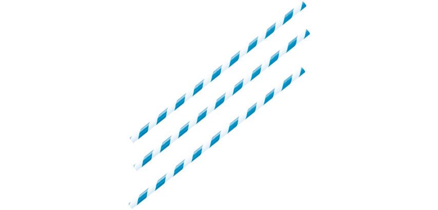 sachet de 100 pailles en papier 20 cm ø 6 mm torsadées bleu