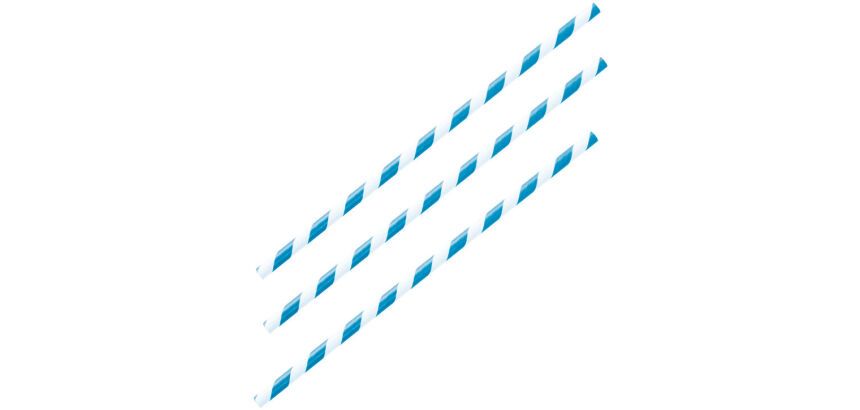 sachet de 100 pailles en papier 20 cm ø 6 mm torsadées bleu