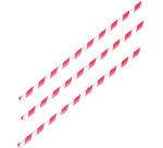 sachet de 100 pailles en papier 20 cm ø 6 mm torsadées rouge
