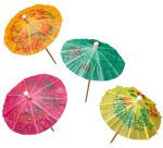 boîte de 144 ombrelles articulées en papier sur pique bois, couleurs assorties H100 ø 80 mm
