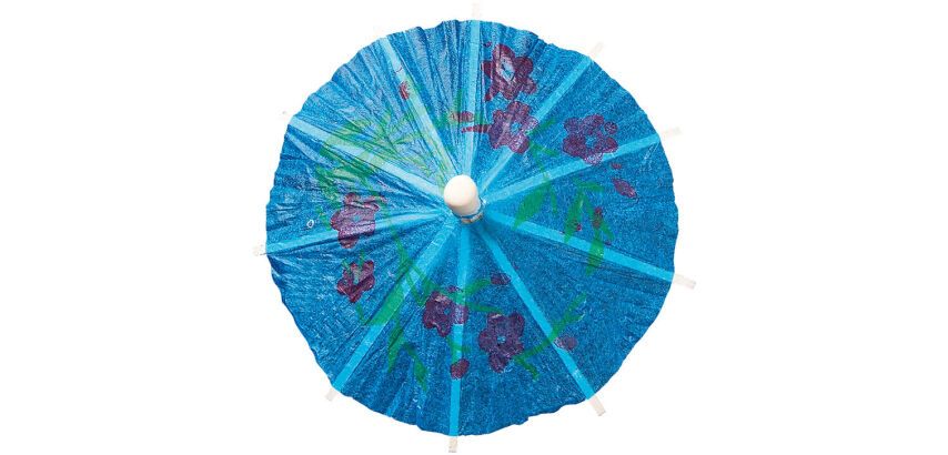 boîte de 144 ombrelles articulées en papier sur pique bois, couleurs assorties H100 ø 80 mm