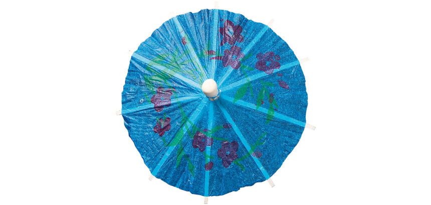 boîte de 144 ombrelles articulées en papier sur pique bois, couleurs assorties H100 ø 80 mm