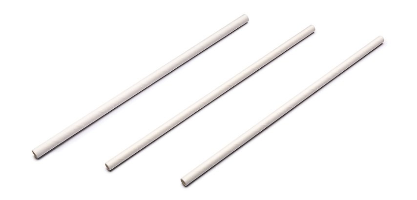 sachet de 100 pailles papier 23 cm Ø 8 mm unies blanches