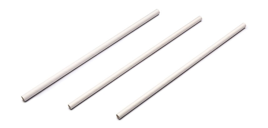 sachet de 100 pailles papier 120 mm Ø 8 mm unies blanches