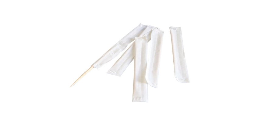 paquet de 1000 cure-dents en bois enveloppés ø 2 l 6,5 cm