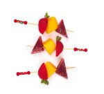 boîte de 200 piques cocktail en bambou à perles rouges 12 cm