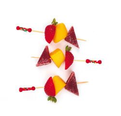 boîte de 200 piques cocktail en bambou à perles rouges 12 cm