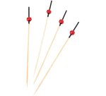 boîte de 200 piques cocktail en bambou à boules rouges 12 cm