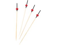 boîte de 200 piques cocktail en bambou à boules rouges 12 cm