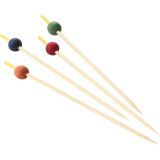 boîte de 200 piques cocktail en bambou à boules multicolores 15 cm