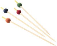 boîte de 200 piques cocktail en bambou à boules multicolores 15 cm