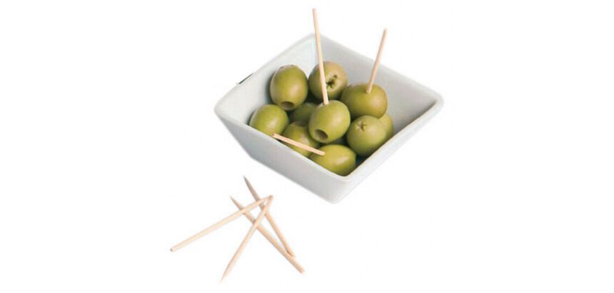 boîte de 1000 piques cocktail en bois rond 2 pointes 8 cm