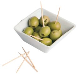 boîte de 1000 piques cocktail en bois rond 2 pointes 6,5 cm